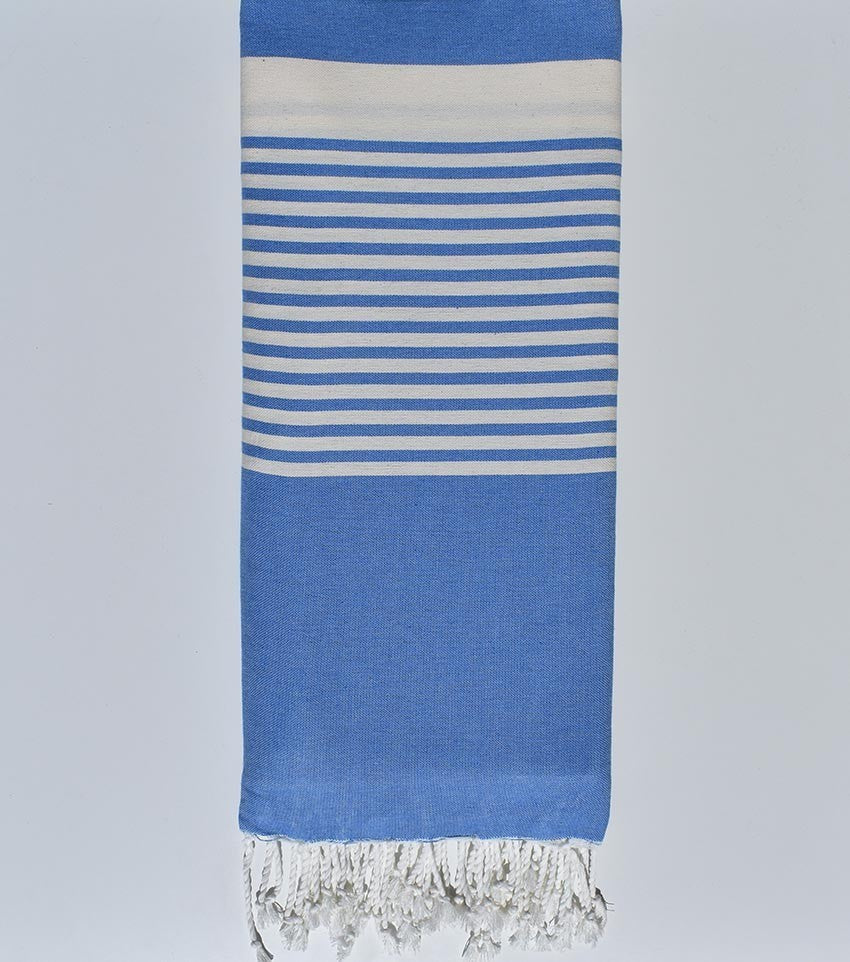Jeté bleu barbeau avec rayures Fouta Tunisia - 1