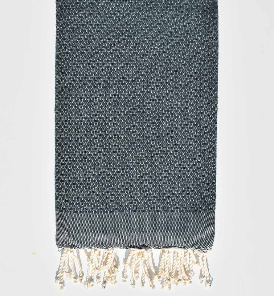 FOUTA Nid d'abeille unie vert forêt Fouta Tunisia - 1