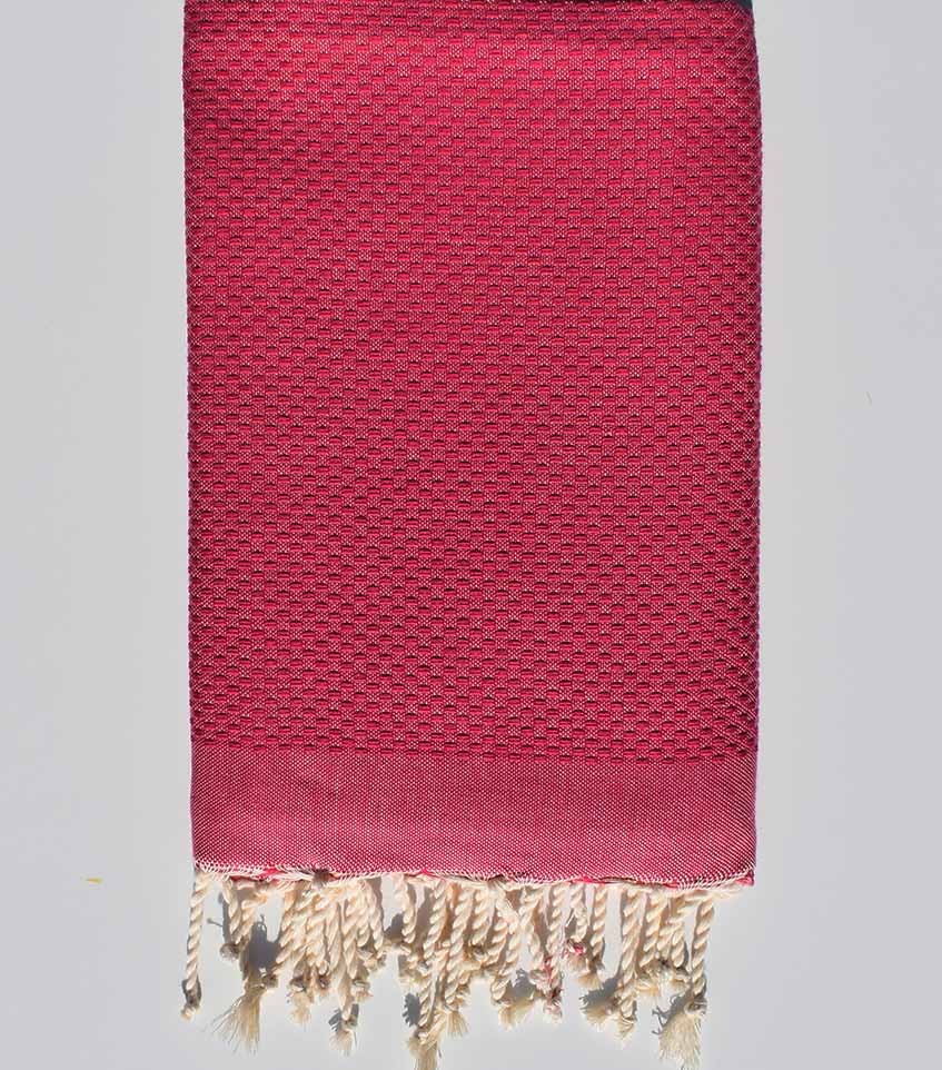 FOUTA nid d'abeille unie rose framboise  - 1