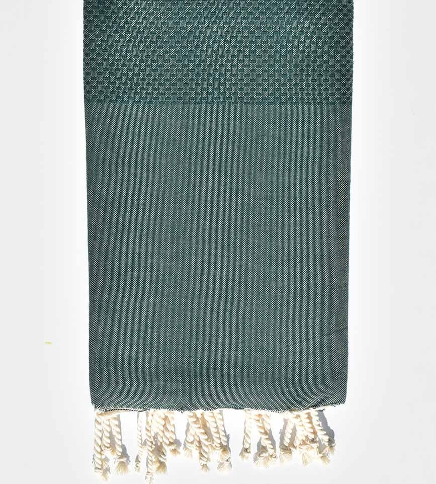 FOUTA Nid d'abeille unie vert mélèze Fouta Tunisia - 1