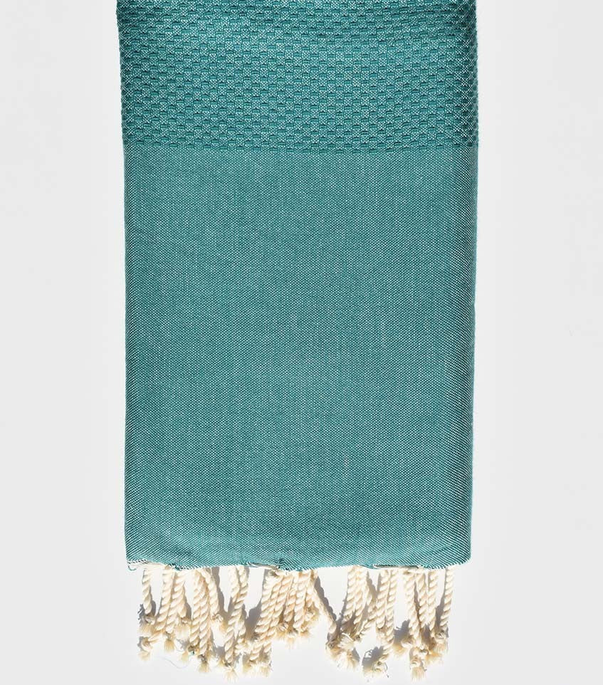 FOUTA Nid d'abeille unie vert empire  - 1