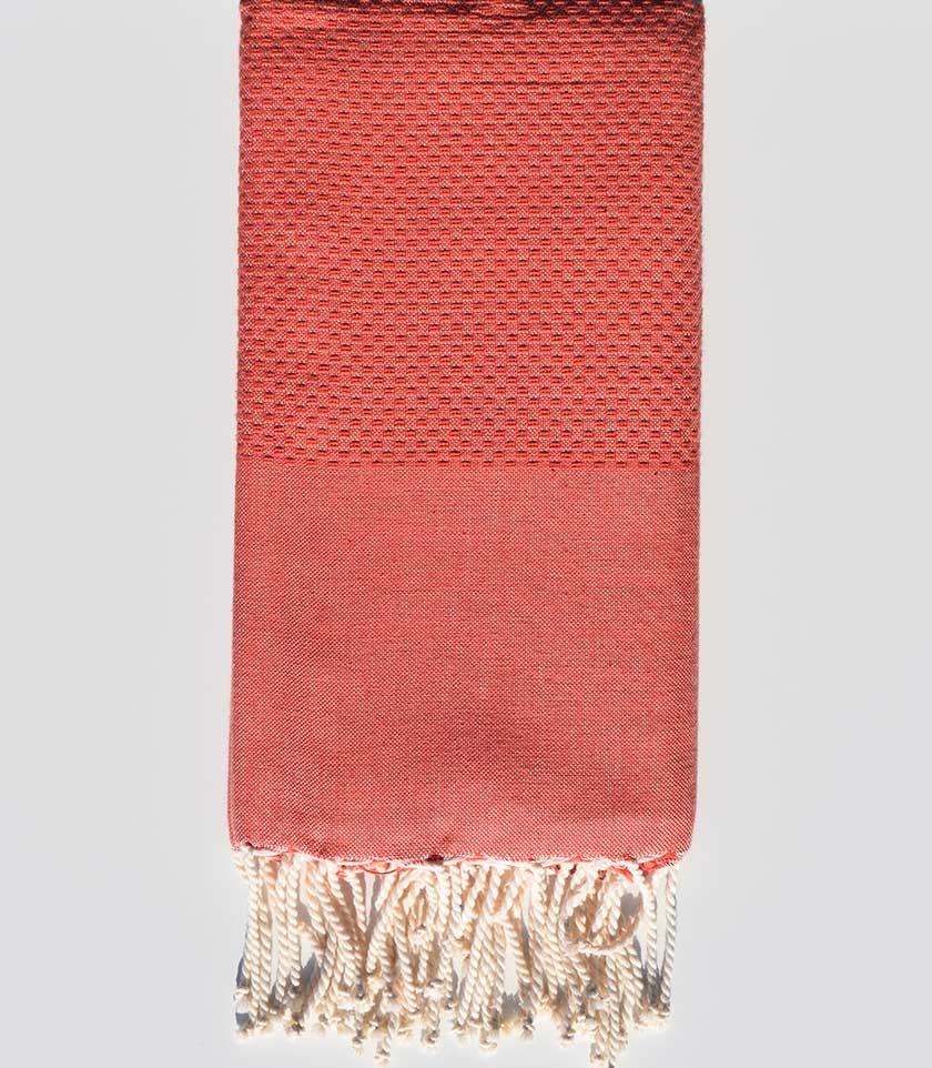 Fouta nid d'abeille unie ocre orange  - 2