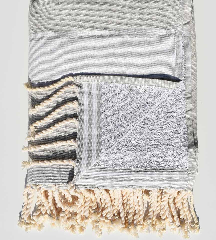 Fouta éponge gris clair Fouta Tunisia - 2