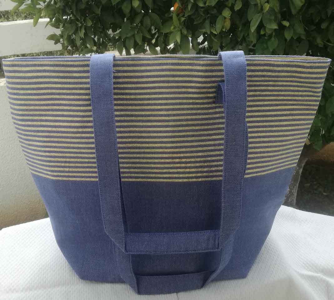 Sac de plage fouta bleu jean avec lurex doré  - 4