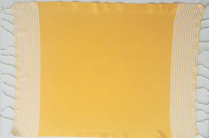 Lot de 10 serviettes de table jaune ambre avec rayures Fouta Tunisia - 2