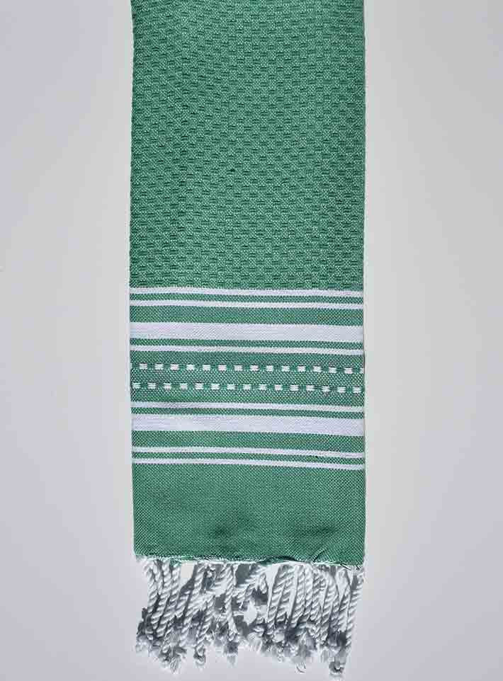 Mini serviette vert gazon avec rayures Fouta Tunisia - 1