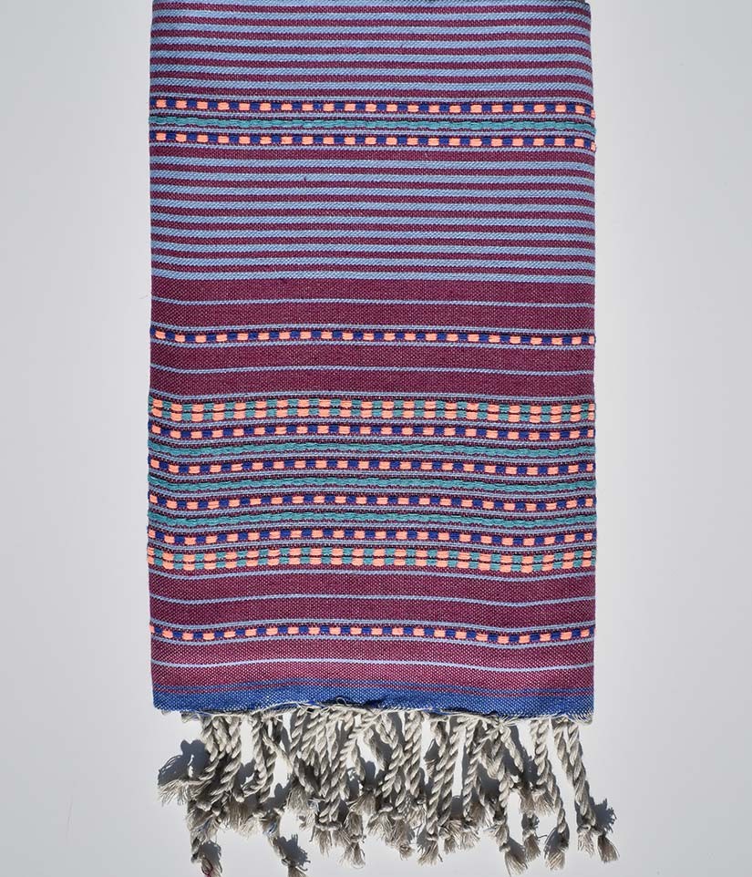 Fouta arabesque bleu acier  - 1