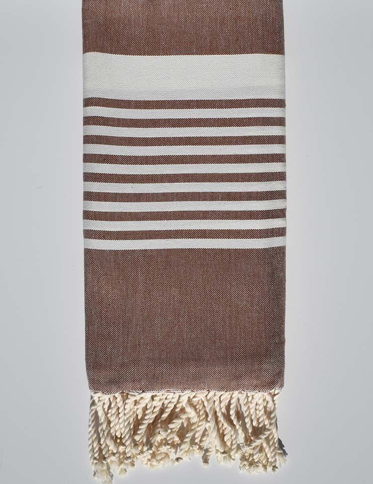 serviette de plage arthur marron noisette Fouta Tunisia - 2