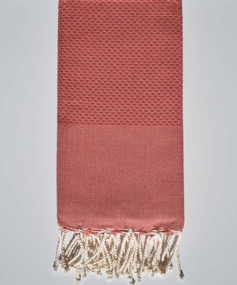 Fouta nid d'abeille unie ocre orange  - 4