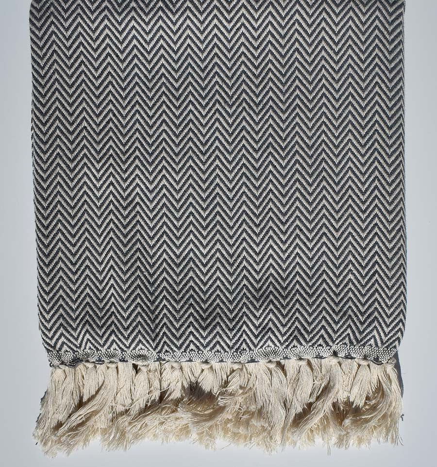Plaid gris ardoise Fouta Tunisia - 1