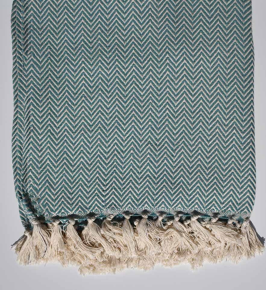 Plaid bleu canard Fouta Tunisia - 2