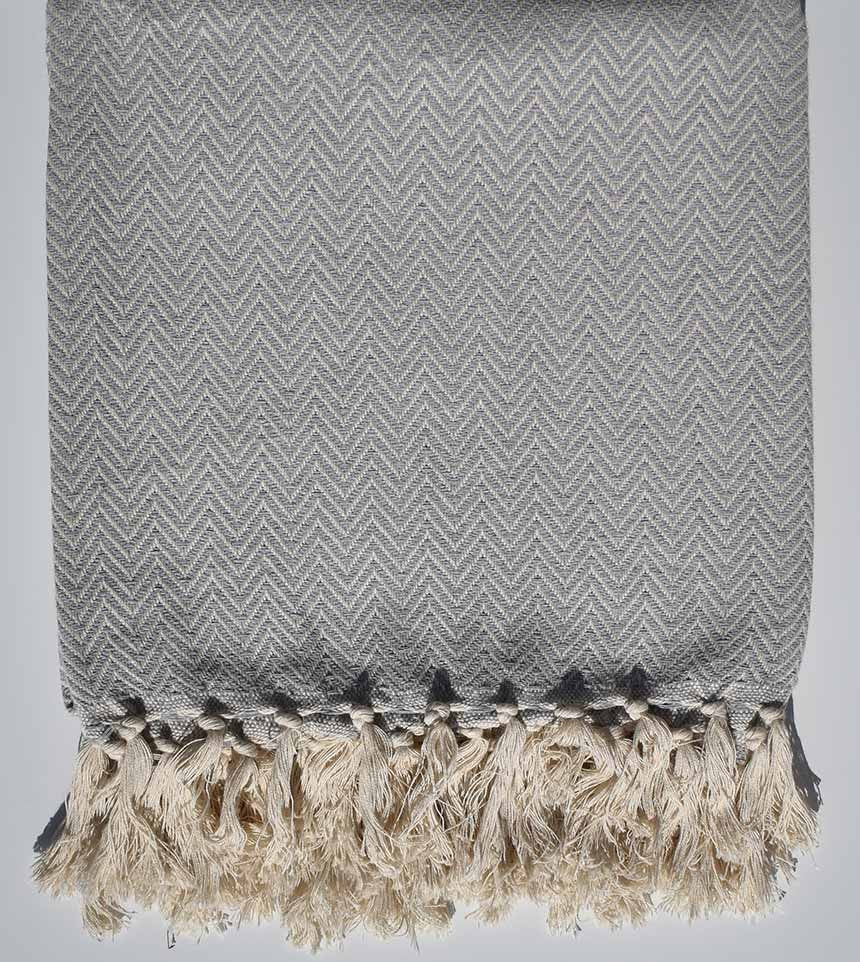 Plaid gris clair Fouta Tunisia - 1