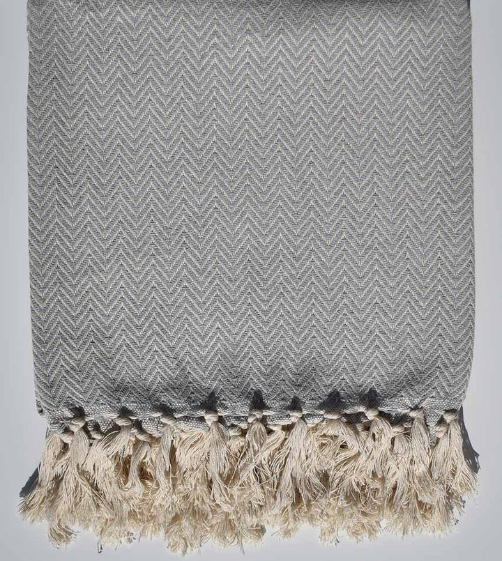 Plaid gris clair Fouta Tunisia - 1