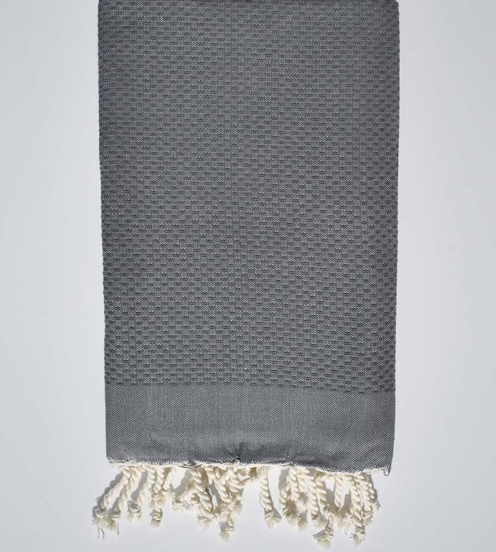 Serviette de plage unie gris fer moyen Fouta Tunisia - 2