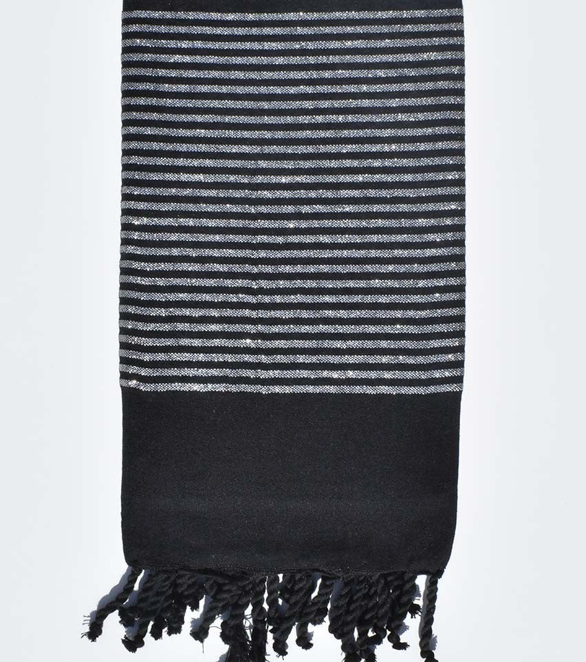 Fouta déco noir avec fil lurex argenté Fouta Tunisia - 1