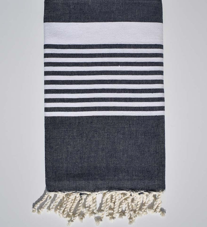 Fouta arthur bleu jean foncé avec rayures  - 3