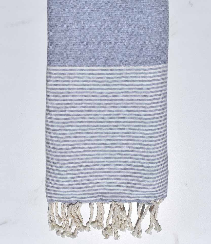 Serviette de plage Nid d'abeille gris bleu fumée Fouta Tunisia - 1