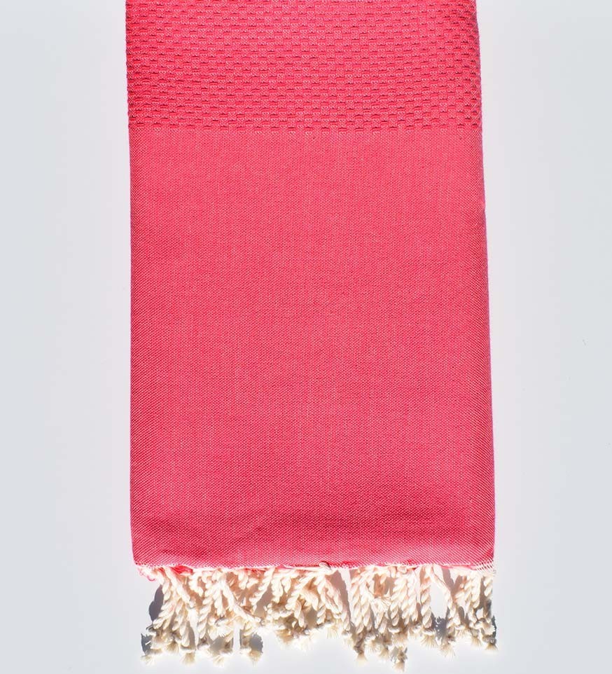 Serviette de plage unie rose vif clair Fouta Tunisia - 1