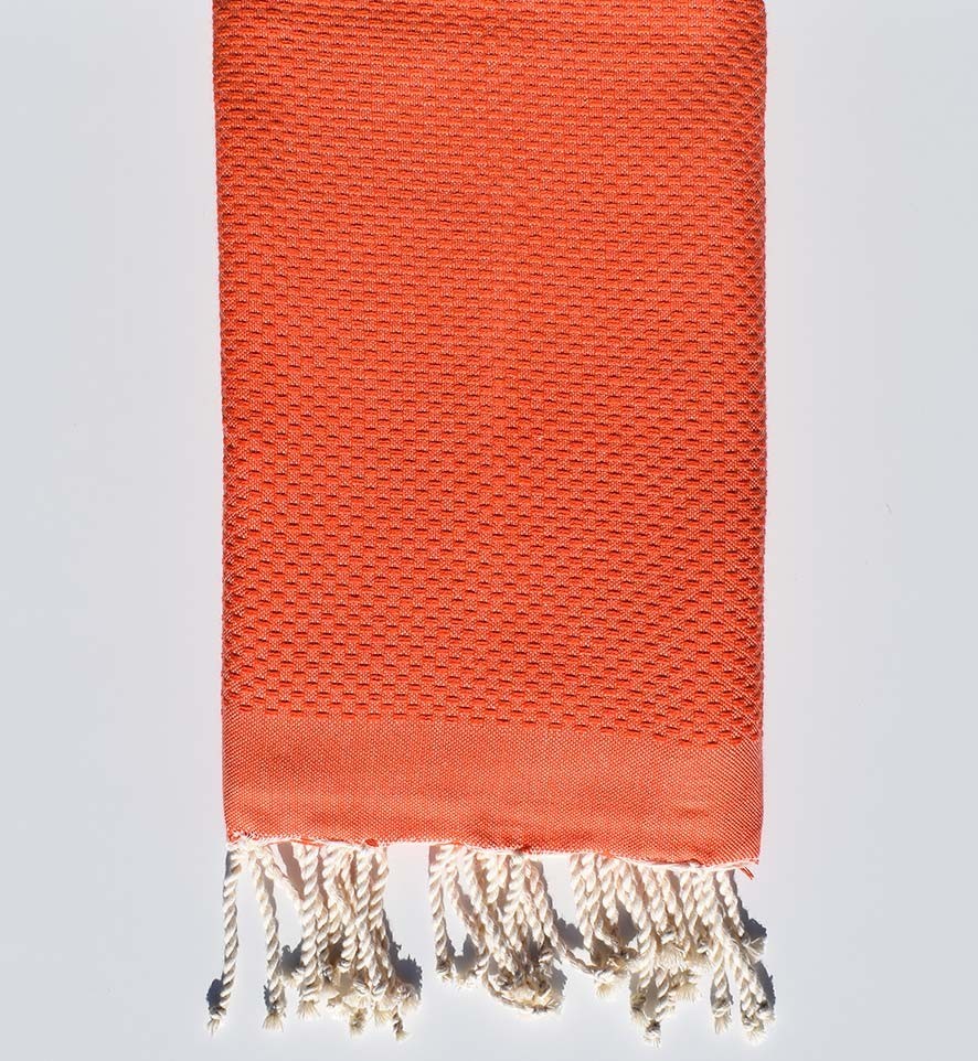 FOUTA nid d'abeille unie corail  - 1