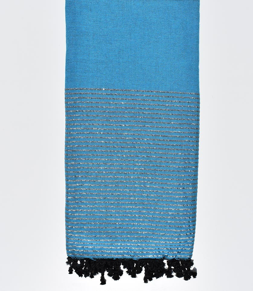 Jeté bleu azur avec lurex Fouta Tunisia - 1