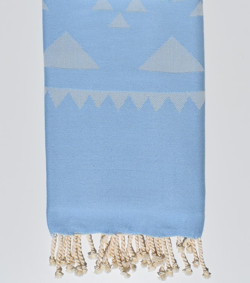 Serviette de plage bohémian bleu clair Fouta Tunisia - 1
