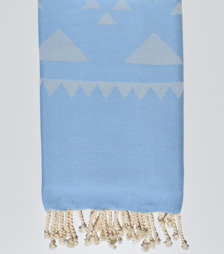 Serviette de plage bohémian bleu clair Fouta Tunisia - 1