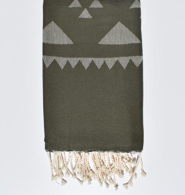 Serviette de plage vert militaire Fouta Tunisia - 1