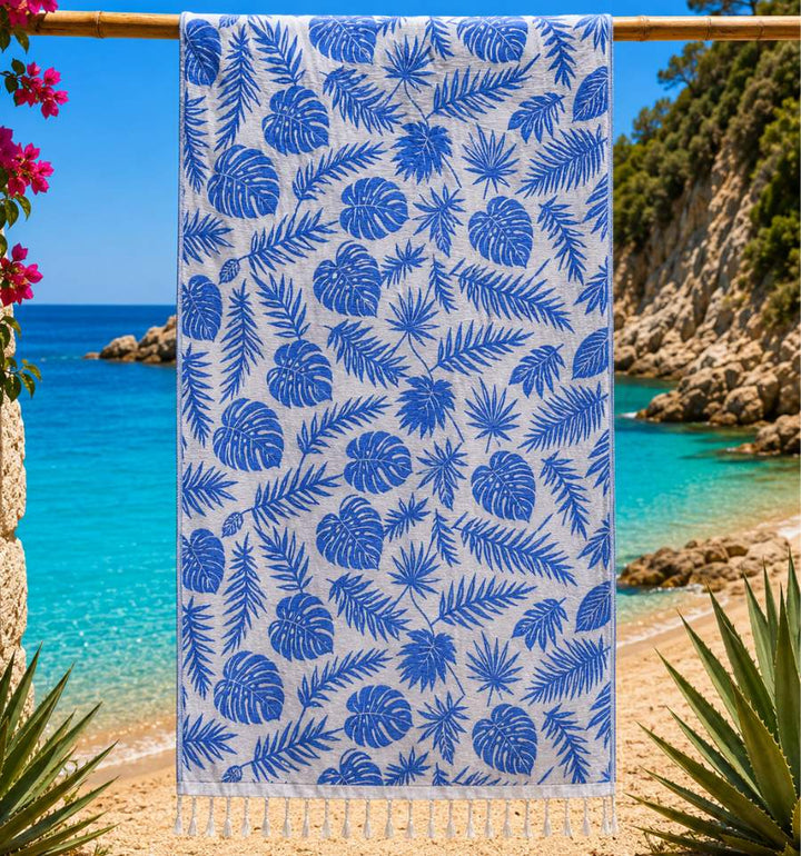 Fouta Amazon bleu et gris clair