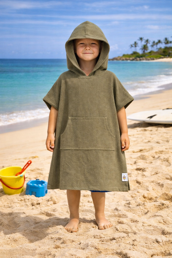 Poncho de plage enfant vert kaki