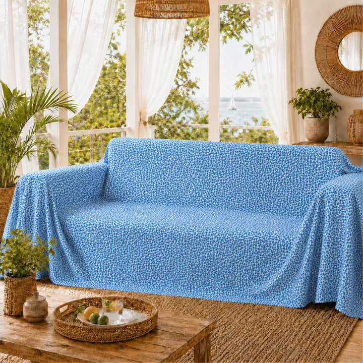 Jeté de canapé papillon bleu azur