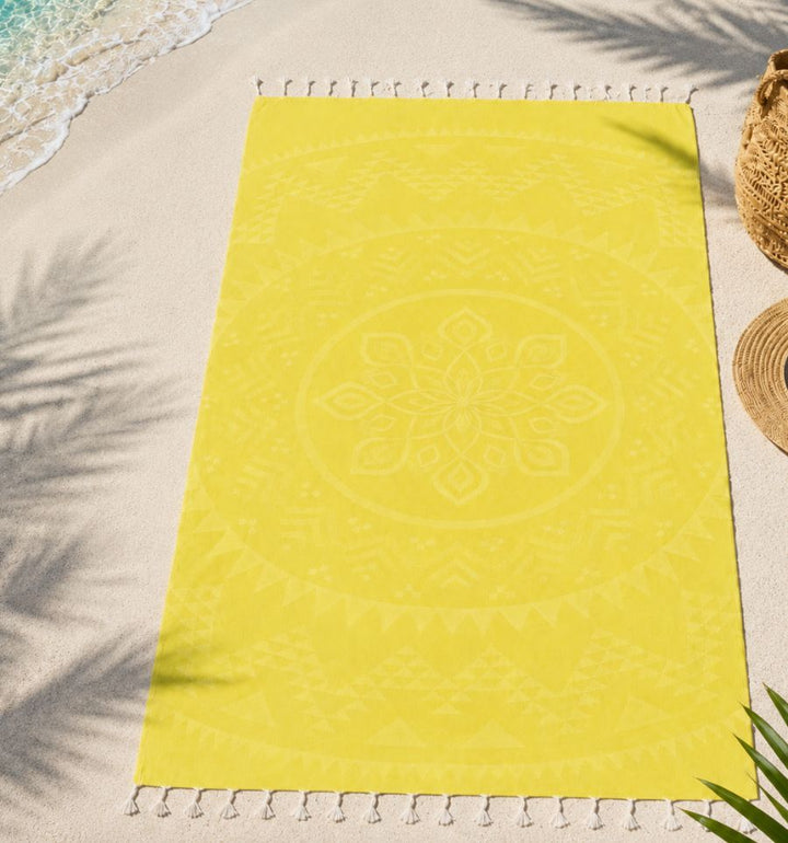 Telo mare Bohémien giallo limone