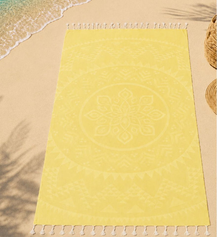 Beach towel bohemian yellow chartreuse