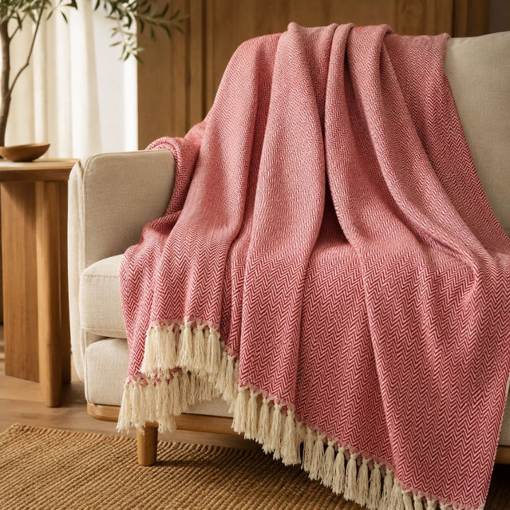 Plaid chevron rosa carmín