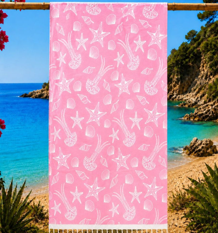 Fouta Fidji rose fluo