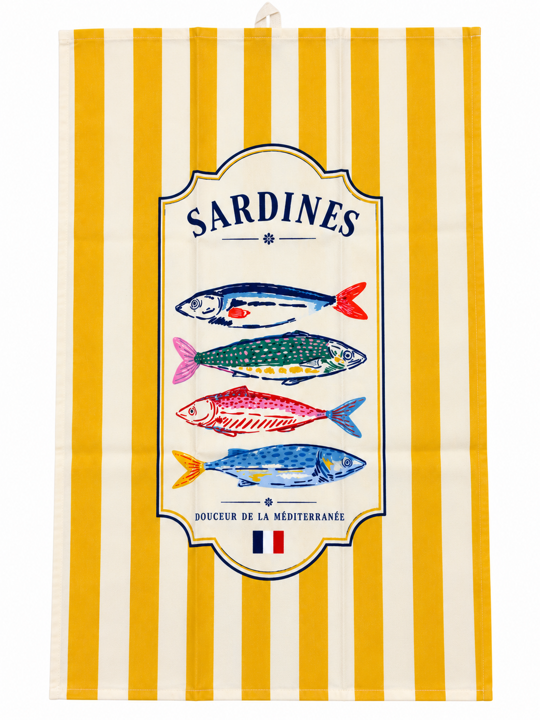 Vue complète du torchon Sardines 36x54 cm