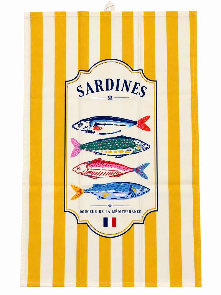 Vue complète du torchon Sardines 36x54 cm