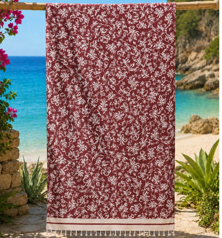 Beach towel Victoria burgundy