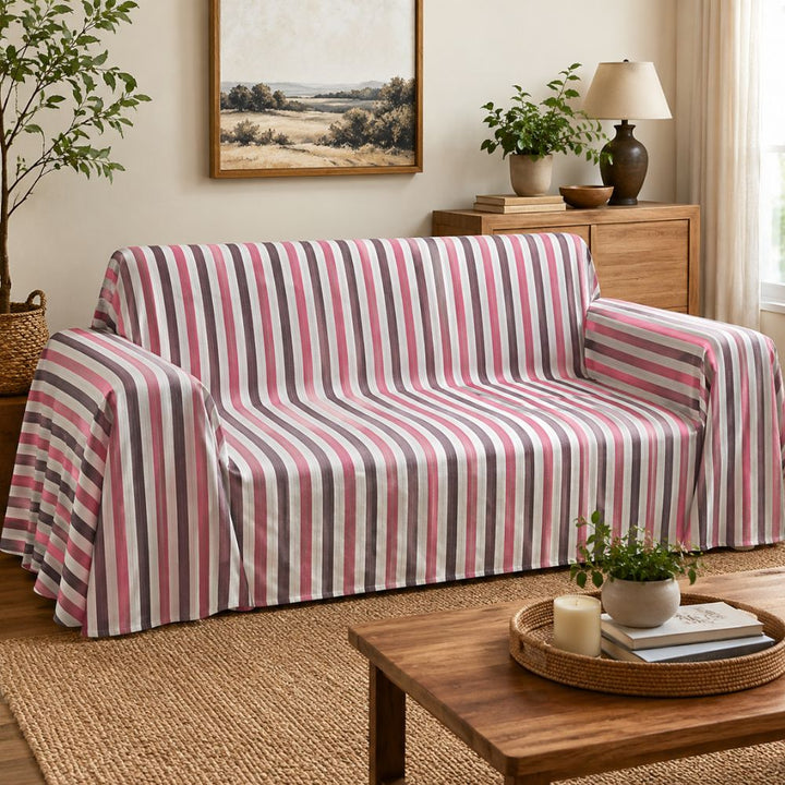 Thrown  ecru white, pink and purple eggplant