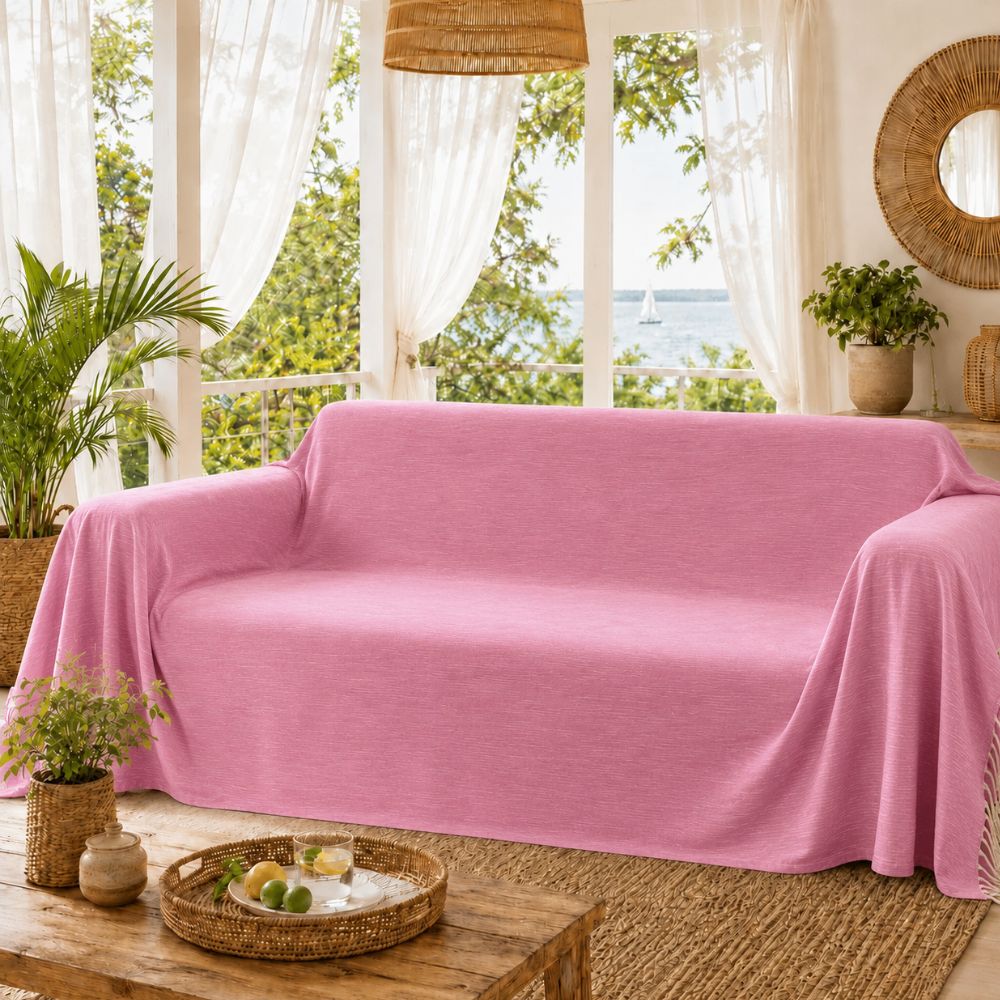 Jeté de canapé flammé rose clair