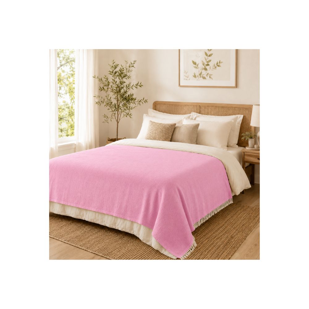 Jeté de canapé flammé rose clair