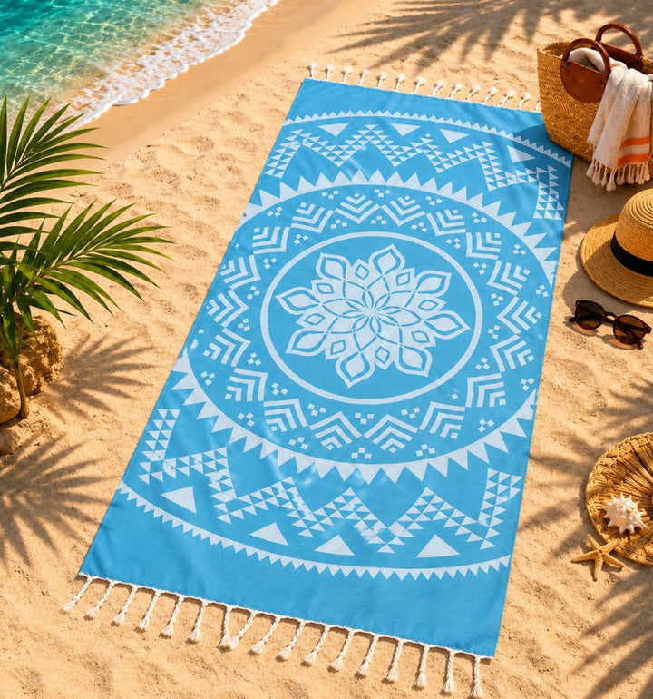 Fouta bohémian bleu moyen