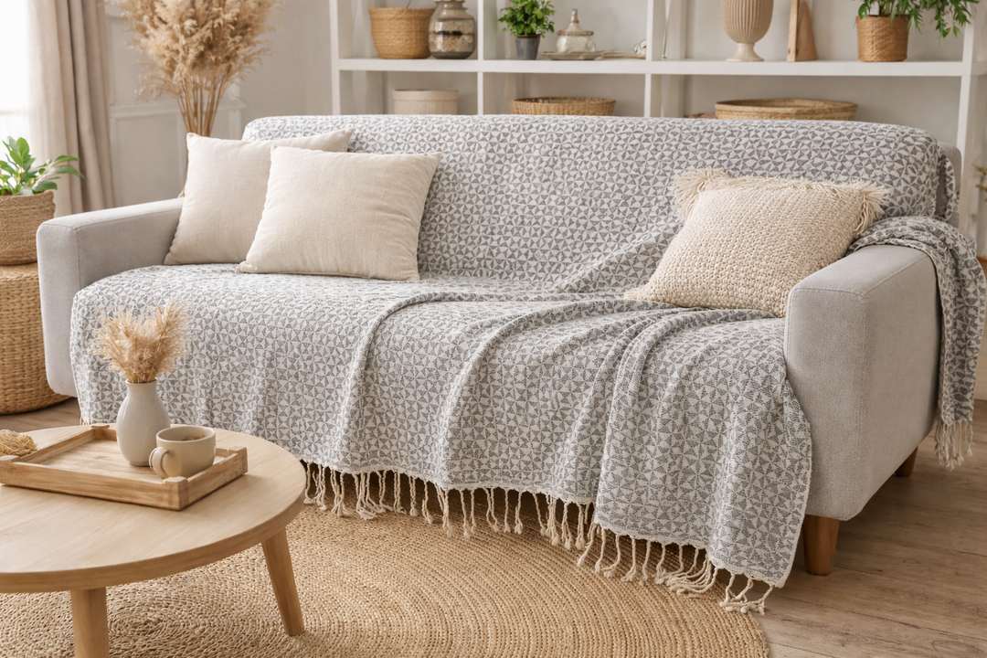 Jeté de canapé papillon gris foncé