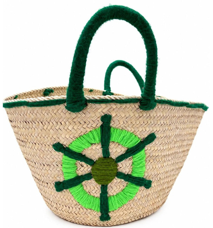 Cesto artigianale con motivo marino verde