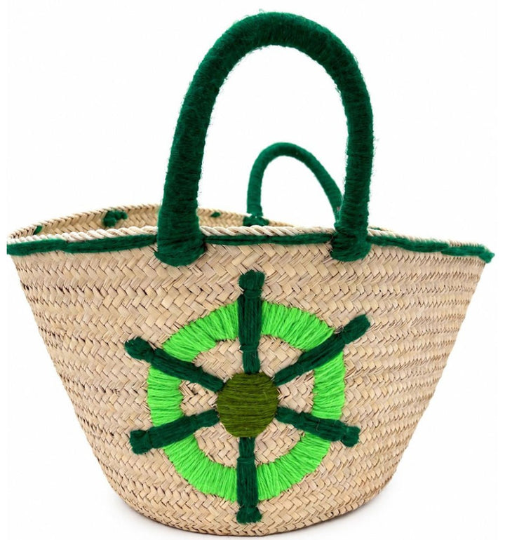 Cesto artigianale con motivo marino verde