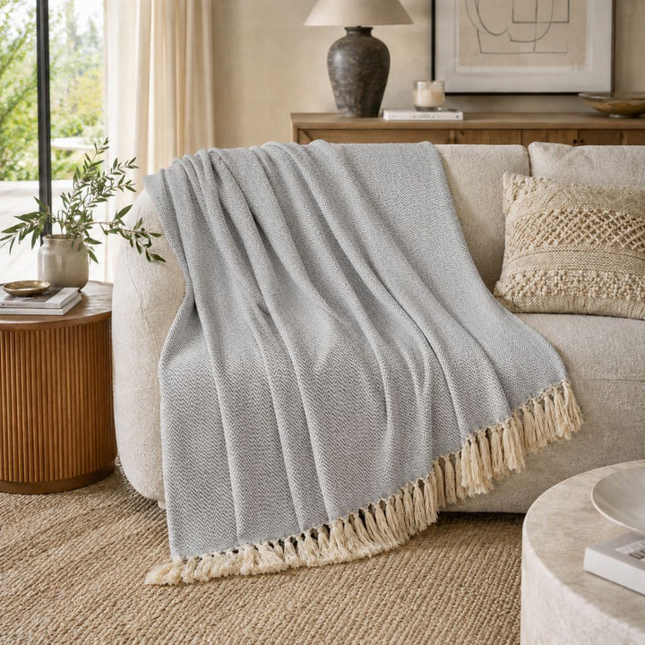 Plaid chevron gris claro