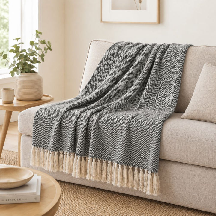 Plaid chevron gris pizarra