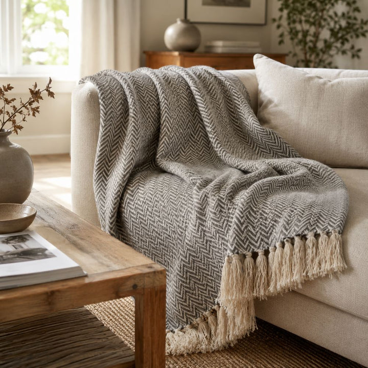 Plaid chevron marrón blanquecino