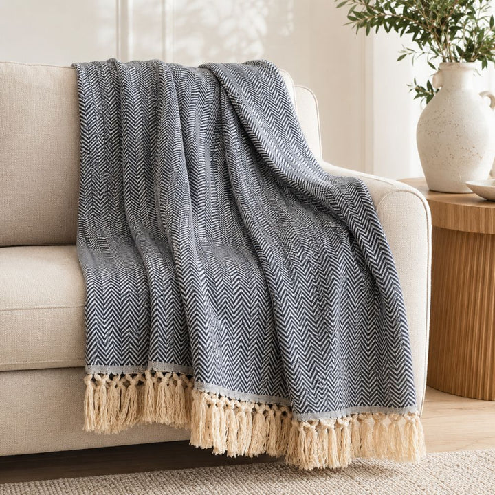 Plaid bleu guède 1.92*2.56