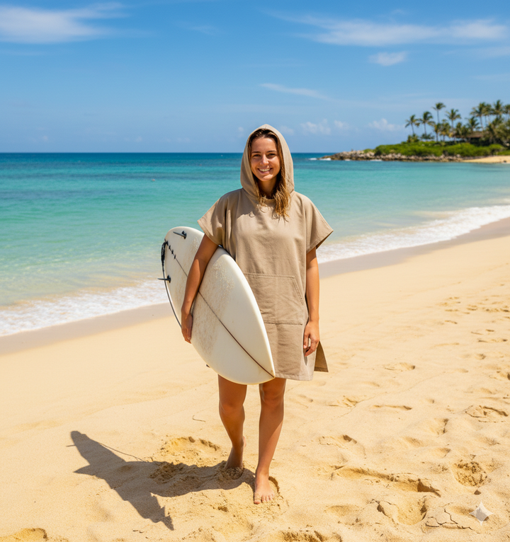 Poncho de plage beige foncé