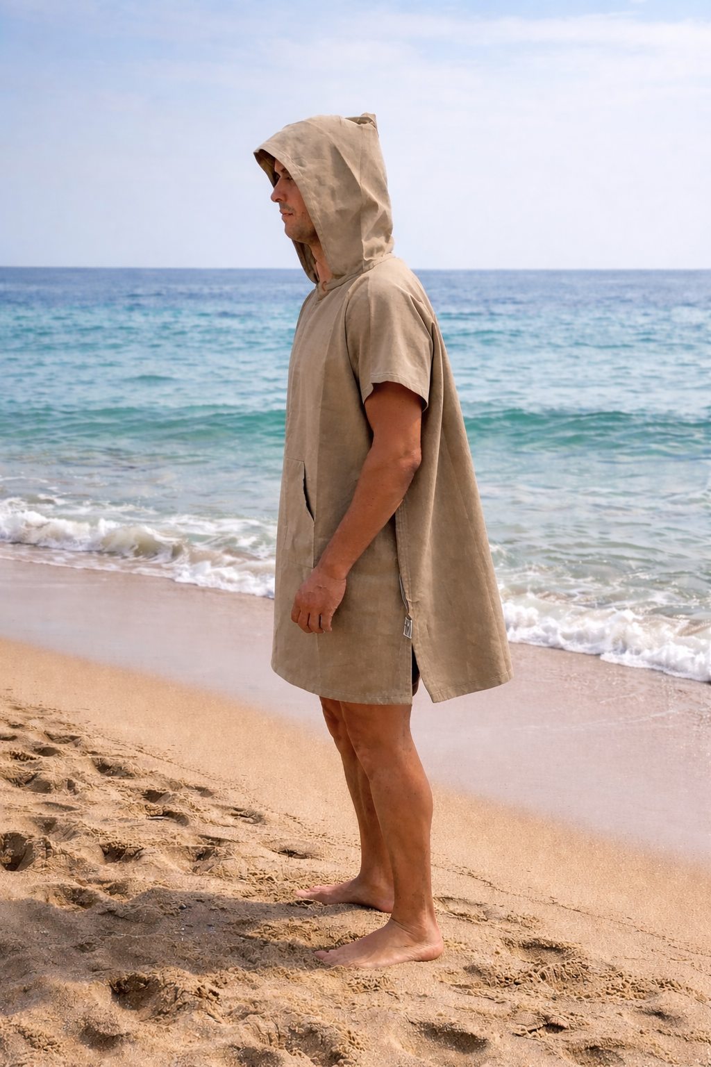 Poncho de plage beige foncé